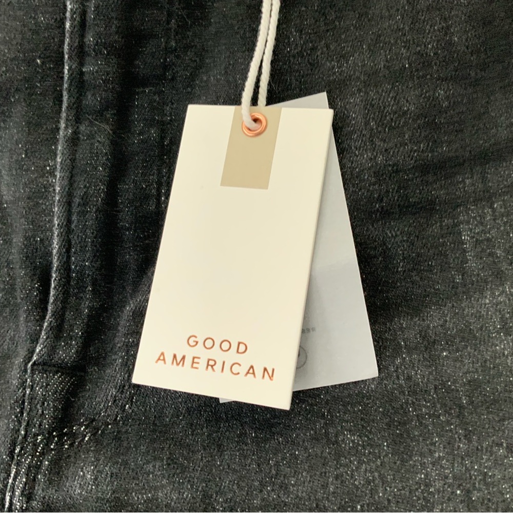 NWT GOOD AMERICAN Bootcut Jeans Split Seam Cashmere Blend Black 218 Size 10 - Picture 7 of 15